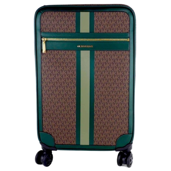 Michael Kors Logo Army Green Rolling Travel Trolley Suitcase Carry On - Picture 1 of 9